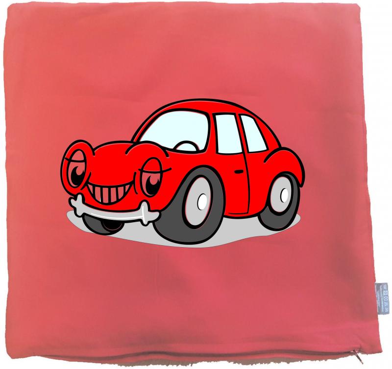 Kissenbezug 40 x 40 cm rot mit Auto