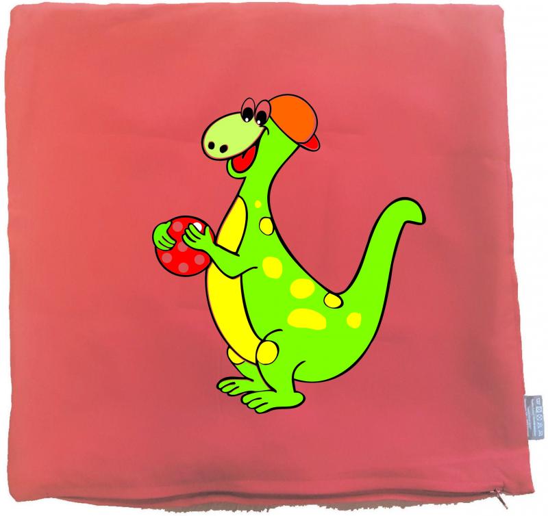 Kissenbezug 40 x 40 cm rot mit Dino