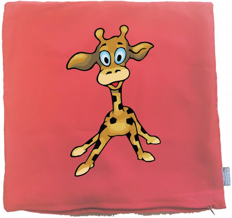Kissenbezug 40 x 40 cm rot mit Giraffe
