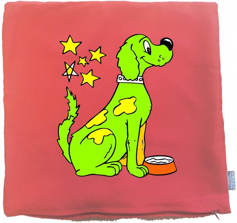 Kissenbezug 40 x 40 cm rot mit Hund