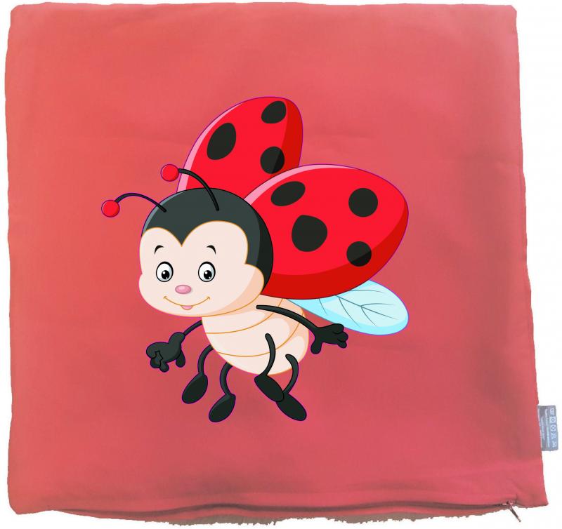 Kissenbezug 40 x 40 cm rot mit Marienkäfer