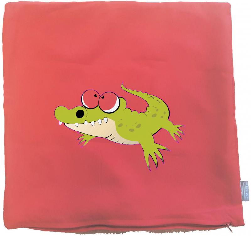 Kissenbezug 40 x 40 cm rot mit Krokodil