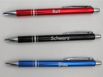 10 Kugelschreiber Metall mit Gravur verschiedene Farben