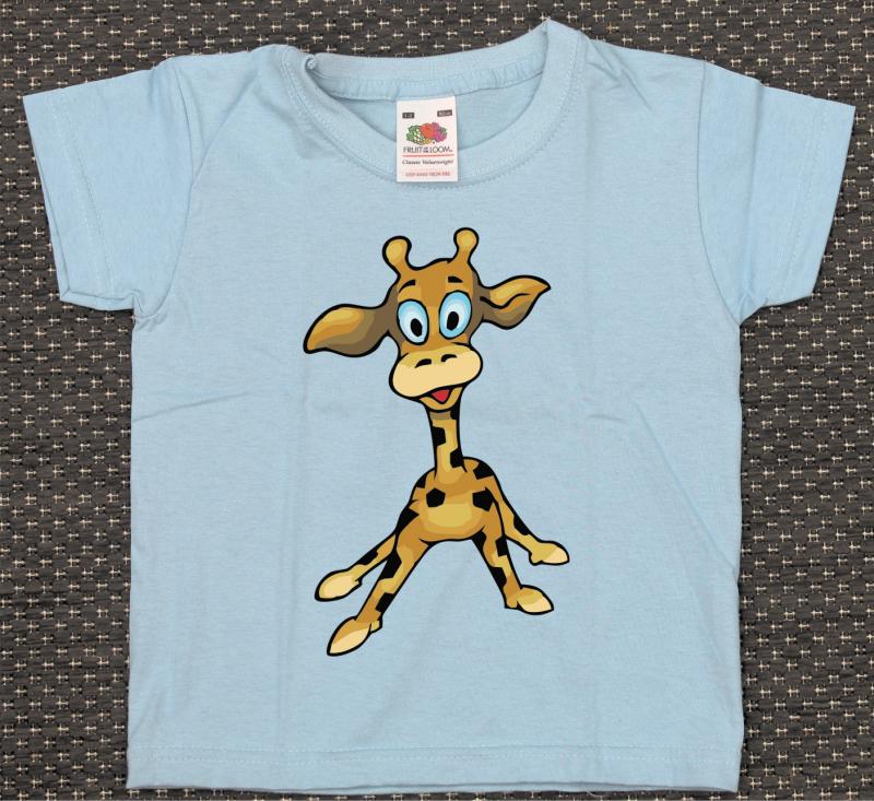 T-Shirt Kid´s Hellblau mit Druck Giraffe